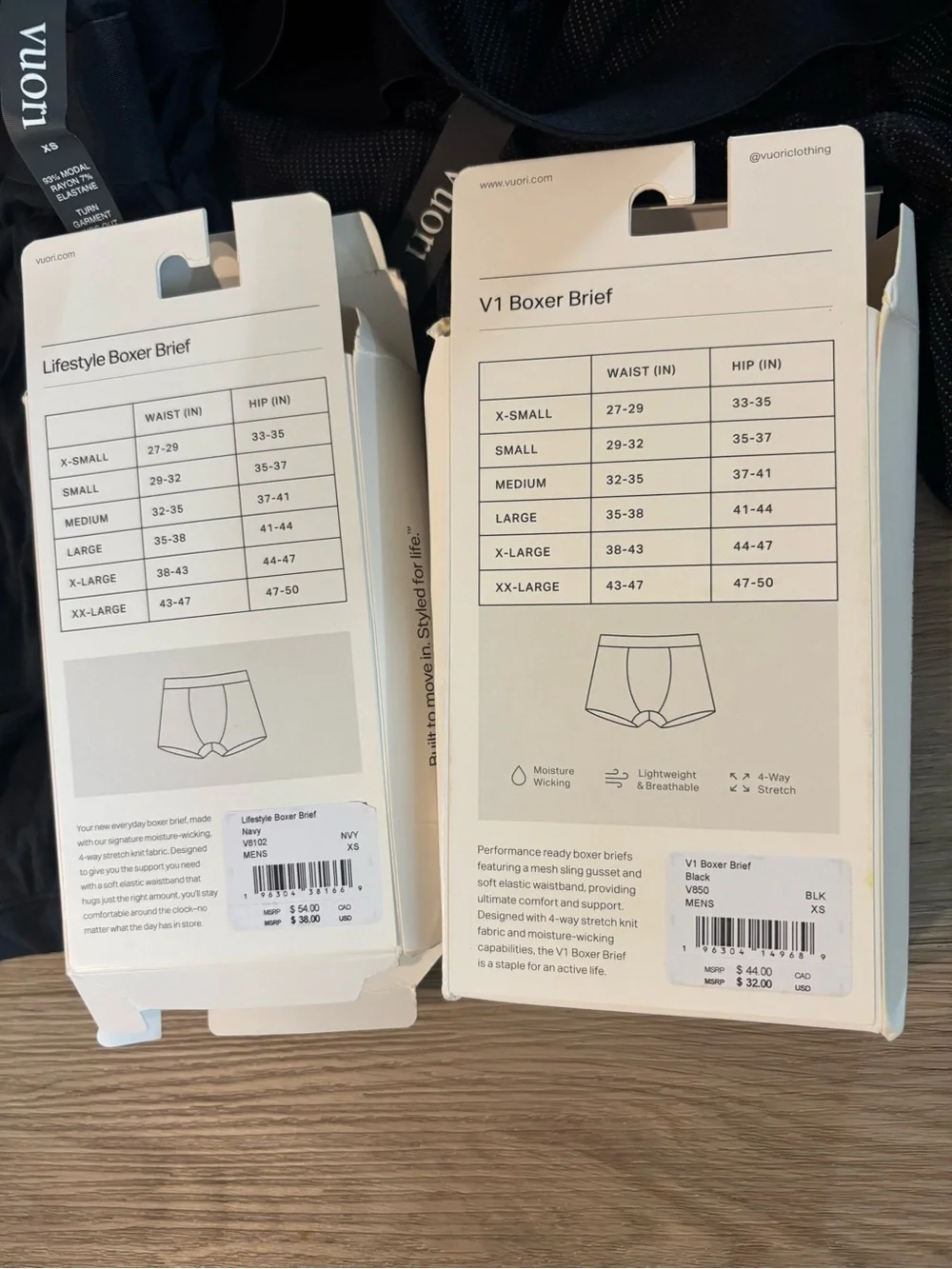 Vuori Men's Lifestyle Boxer Brief V1 Boxer Briefs - 2 Pack (Black) MSRP $70